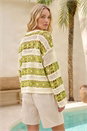 Green Floral Stripe Crochet Knit Jumper, Image 2 of 4