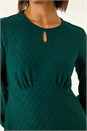 Teal Textured Spot Keyhole Dress, Image 5 of 5