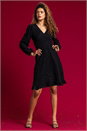 Black Glitter Crepe Frill Hem Dress, Image 3 of 5
