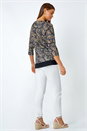 Navy  Paisley Print Chiffon Hem Top, Image 3 of 5