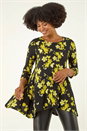 Yellow Floral Print Hanky Hem Top, Image 1 of 5