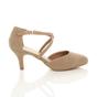 Natural AJVANI Natural Mid Heel Crossed Straps Court Shoes, Image 2 of 6