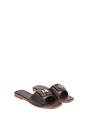 Brown 'Juliette' Square Toe Slider Sandals With Foldover Buckle, Image 3 of 6