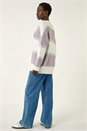 Lilac V-Neck Stripe Knit Jumper, Image 4 of 5