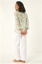 Light Blue  Floral Flare Sleeve Button Up Blouse, Image 3 of 5