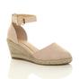 Natural AJVANI Natural Mid Wedge Heel Ankle Strap Espadrille Sandals, Image 1 of 6