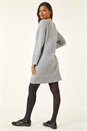 Light Grey High Neck Ribbed Knit Dress, Image 3 of 5