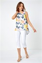 Yellow Sleeveless Floral Print Chiffon Top, Image 2 of 5