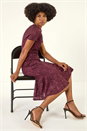 Burgundy Sequin Lace Stretch Midi Dress, Image 1 of 5