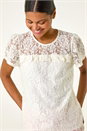 Ivory  Lace Frill Top, Image 4 of 5