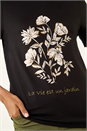 Black Floral Placement Short Sleeve T-Shirt, Image 5 of 5