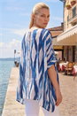 Blue Abstract Print Buttoned Tunic Top, Image 2 of 4