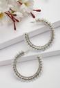 White Diva Collection C-Shaped Hoop Earrings, Image 2 of 5