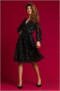Black Leopard Print Shimmer Lace Wrap Skater Dress, Image 3 of 5
