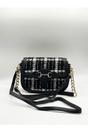 Black Knit Check Shoulder Bag, Image 3 of 6