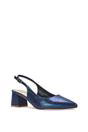 Navy XY London Navy 'Virelai' Shimmer Low Block Heels With Slingback, Image 2 of 6