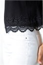 Black Scalloped Lace Trim Knitted Shrug, Image 5 of 5