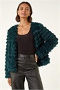 Teal Faux Fur Fluffy Layered Jacket, Image 2 of 5