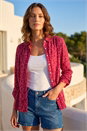 Red Petite Abstract Spot Stretch Shirt, Image 1 of 4