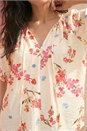 Ivory  Floral Print Tie Front Top, Image 4 of 4