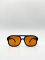 Orange 70's Navigator Sunglasses With Orange Lenses, Image 1 of 4