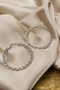 Silver The Colourful Aura Silver 60mm Silver Spiral Braided Statement Hoop Earrings, Image 2 of 3