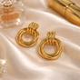 Gold Chunky Multi Knot Interlocking Hoop Stud Earrrings, Image 3 of 3