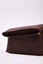 Brown WOVCOR Brown Soft Suede Foldover Clutch Bag, Image 3 of 5
