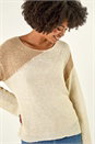 Cream  Colour Block Knit Jumper, Image 1 of 5