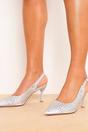 Silver Silver Diamond Embellished Slingback Heels - Carmen, Image 1 of 2