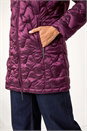 Magenta Wave Quilted Puffer Hooded Coat, Image 7 of 7