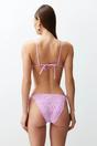 Pink Textured Triangle Bikini Set with Tie Side Detail, Image 3 of 3