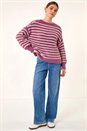 Purple Fluffy Stripe Knit Jumper, Image 2 of 5