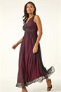 Black Sleeveless Contrast Mesh Maxi Stretch Dress, Image 1 of 5