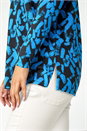 Blue Abstract Print Stretch Tunic Top , Image 5 of 5