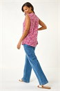 Pink Abstract Animal Print Stretch Vest Top, Image 3 of 5