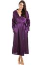 Purple Camille Lingerie Purple Full Length Long Sleeve Plain Satin Wrap, Image 1 of 5