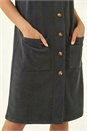 Grey Petite Corduroy Pinafore Dress, Image 6 of 6
