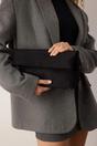 Black WOVCOR Black Soft Suede Foldover Clutch Bag, Image 1 of 4
