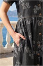 Black Floral Denim Shirt Dress, Image 4 of 4