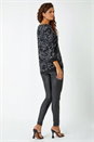 Silver Glitter Rose Print Layered Stretch Top, Image 3 of 5
