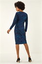 Blue Animal Print Chain Detail Dress, Image 3 of 5