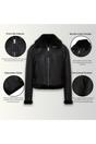 Black Infinity Leather Black Bomber B3 Sheepskin Jacket -Akiak, Image 3 of 6