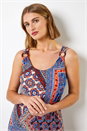 Blue Geo Print Ring Detail Maxi Dress, Image 1 of 5