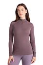 Brown Merino Wool Zip Neck Thermal Top, Image 1 of 5