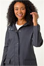 Navy  Petite Hooded Zip & Pocket Raincoat, Image 4 of 5
