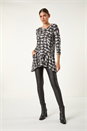 Black Dogstooth Print Pocket Stretch Tunic Top, Image 2 of 5