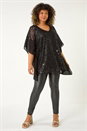 Black Curve Full Sequin Chiffon Overlay Top, Image 2 of 5