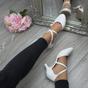 White AJVANI White High Heel Crossed Straps Court Shoes, Image 5 of 6