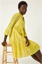Yellow Tie Dye Shimmer Smock Dress, Image 1 of 5
